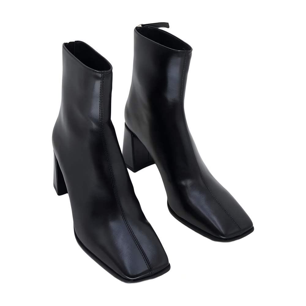 Mango Mila Ankle Boot Black Block Heel Size 8.5